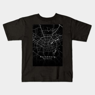 Nuremberg Germany City Map dark Kids T-Shirt